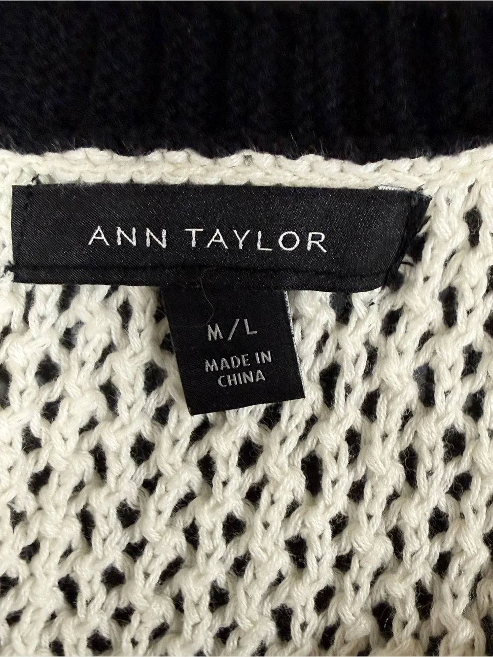Long Open Knit Cardigan with Zig Zag Contrast Trim